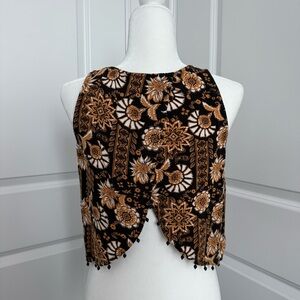 Boho Patterned Crop Top w/ Beaded Trim